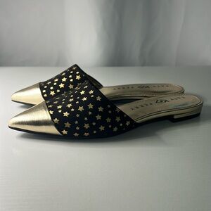 Katy Perry pointed gold toe star mule - the Tarin black size 6 NWOB